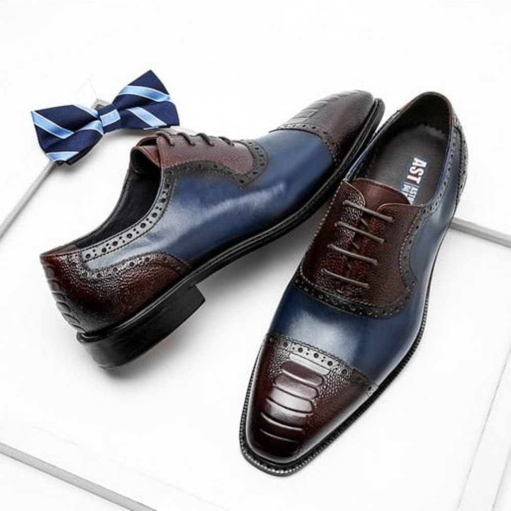 Chaussures Habillées Cuir À Bout Pointu Pour Hommes - Bleu