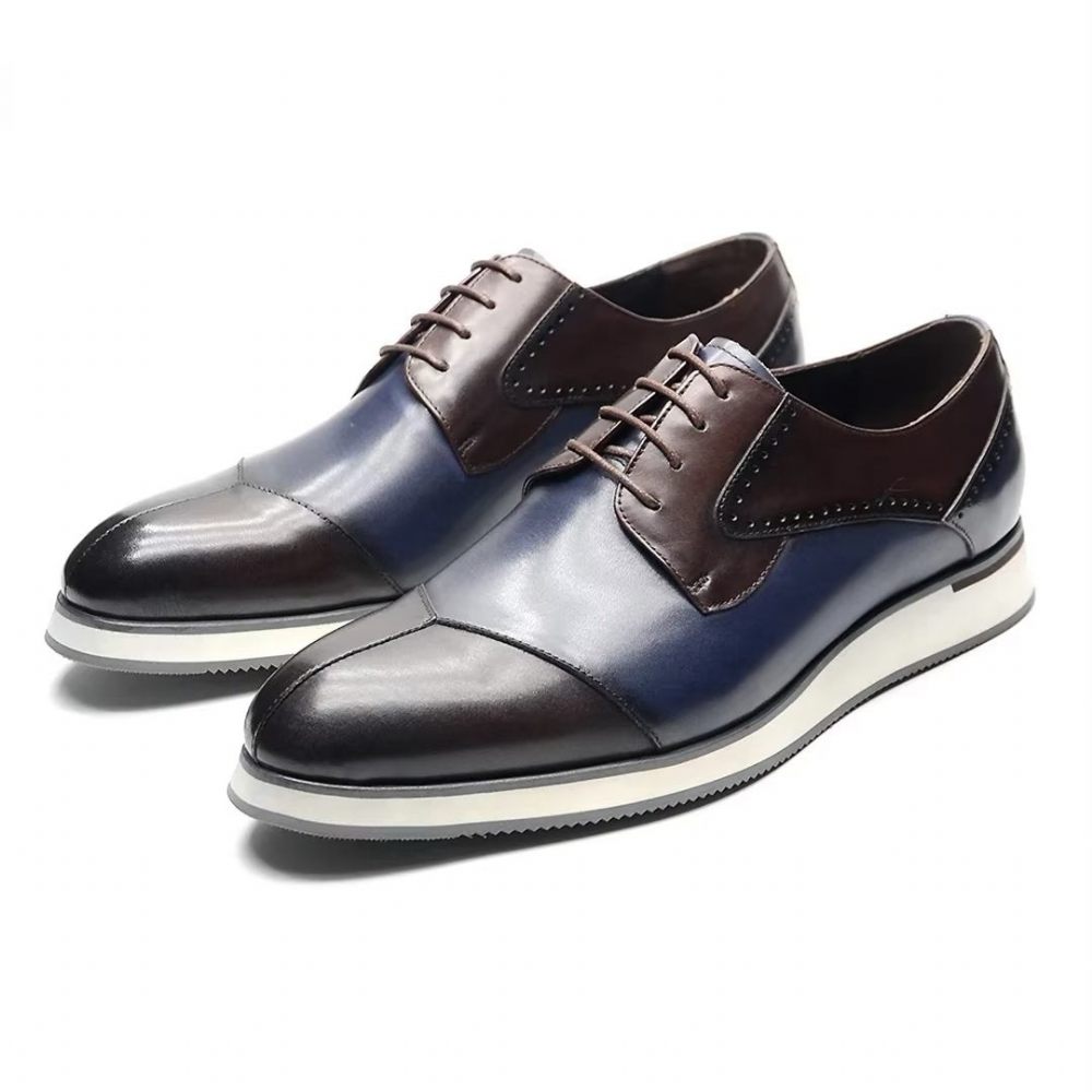 Chaussures Habillées Cuir Luxe Pour Hommes - Bleu