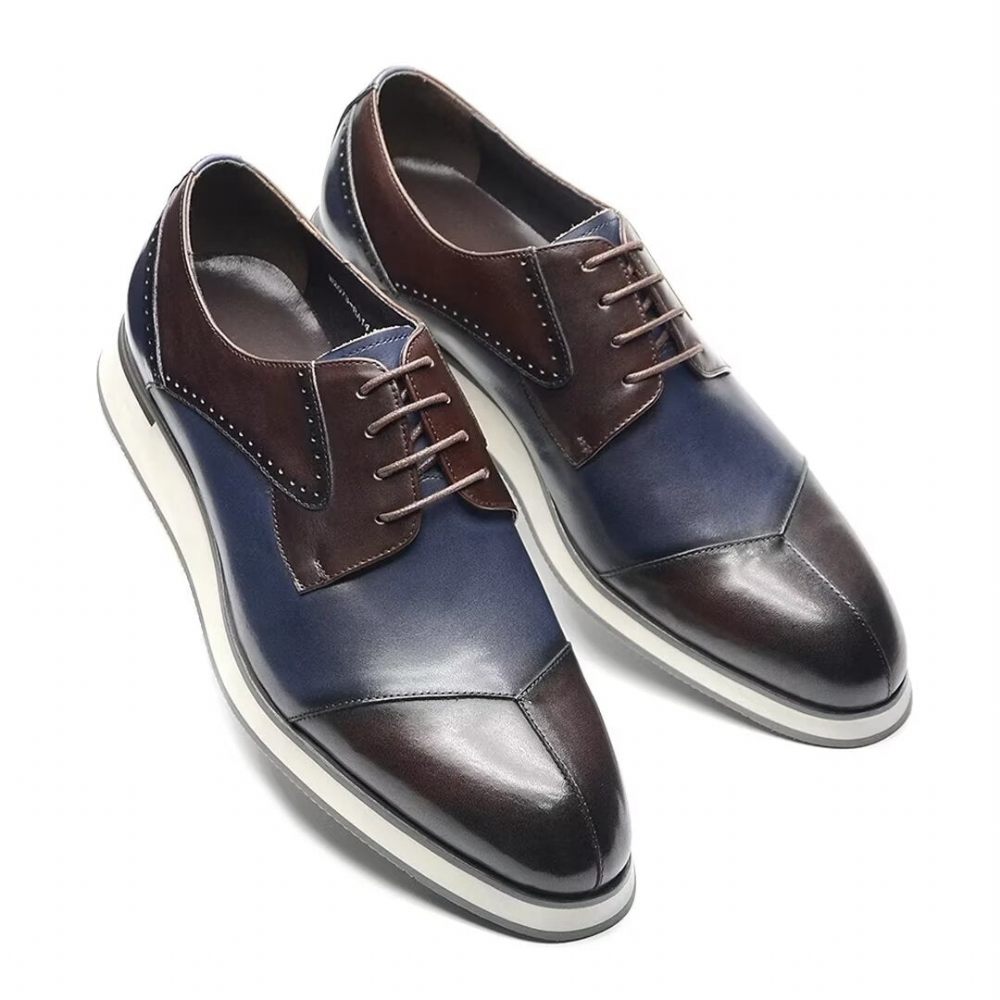 Chaussures Habillées Cuir Luxe Pour Hommes - Bleu