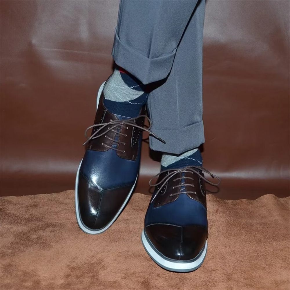 Chaussures Habillées Cuir Luxe Pour Hommes - Bleu