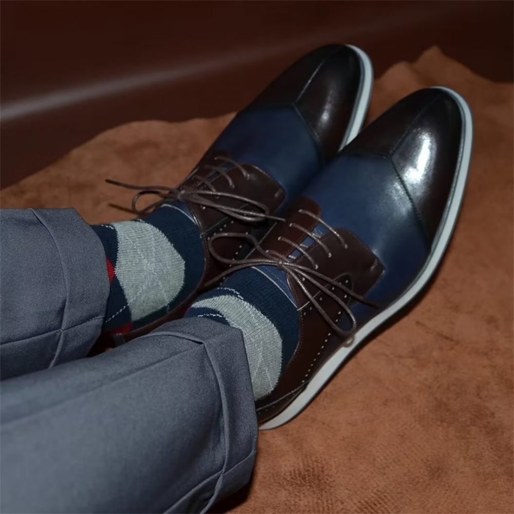 Chaussures Habillées Cuir Luxe Pour Hommes - Bleu