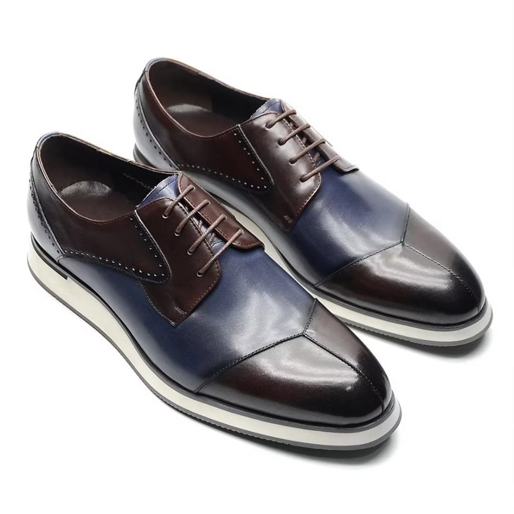 Chaussures Habillées Cuir Luxe Pour Hommes - Bleu