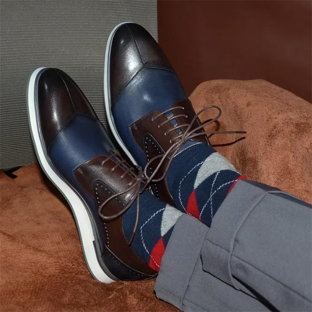 Chaussures Habillées Cuir Luxe Pour Hommes - Bleu