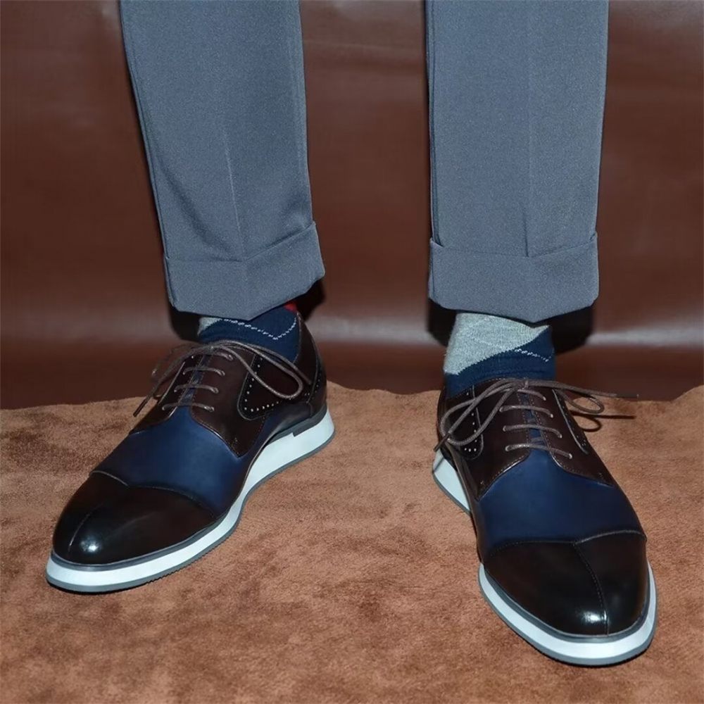 Chaussures Habillées Cuir Luxe Pour Hommes - Bleu