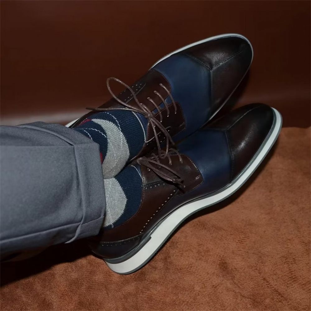 Chaussures Habillées Cuir Luxe Pour Hommes - Bleu