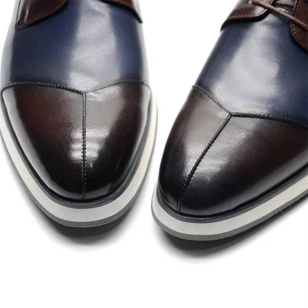 Chaussures Habillées Cuir Luxe Pour Hommes - Bleu