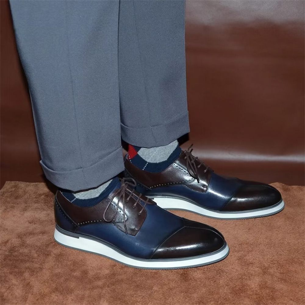 Chaussures Habillées Cuir Luxe Pour Hommes - Bleu