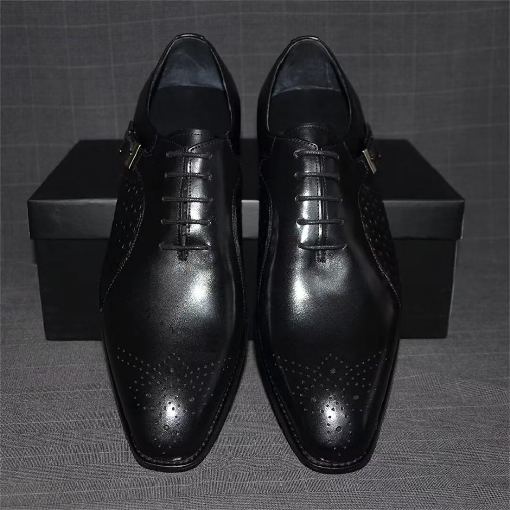 Chaussures Habillées Cuir Précision Pointues Pour Hommes - Noir