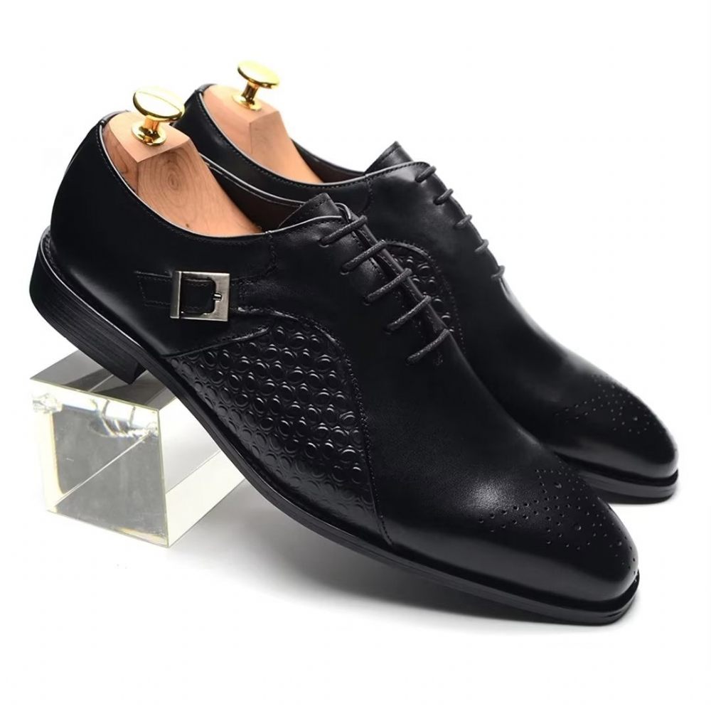 Chaussures Habillées Cuir Précision Pointues Pour Hommes - Noir