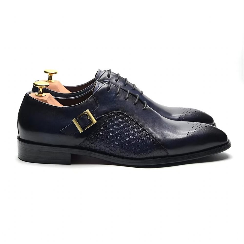 Chaussures Habillées Cuir Précision Pointues Pour Hommes - Bleu