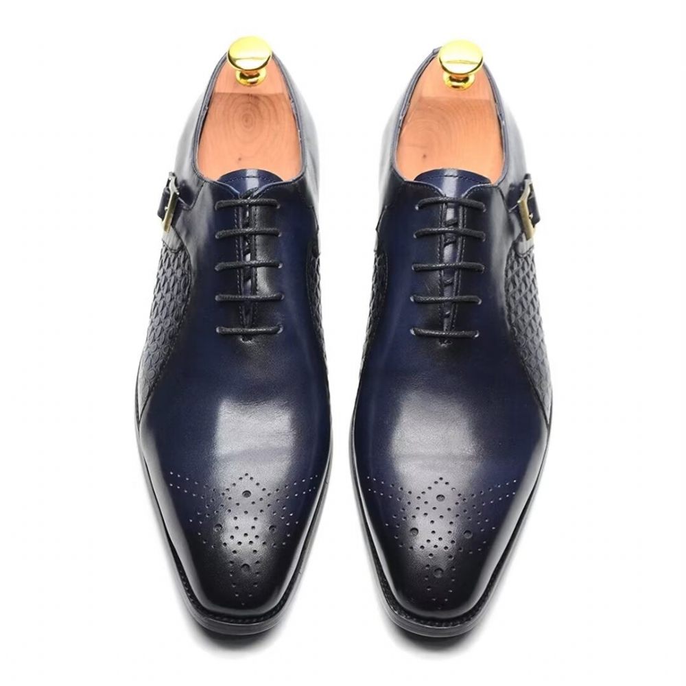 Chaussures Habillées Cuir Précision Pointues Pour Hommes - Bleu