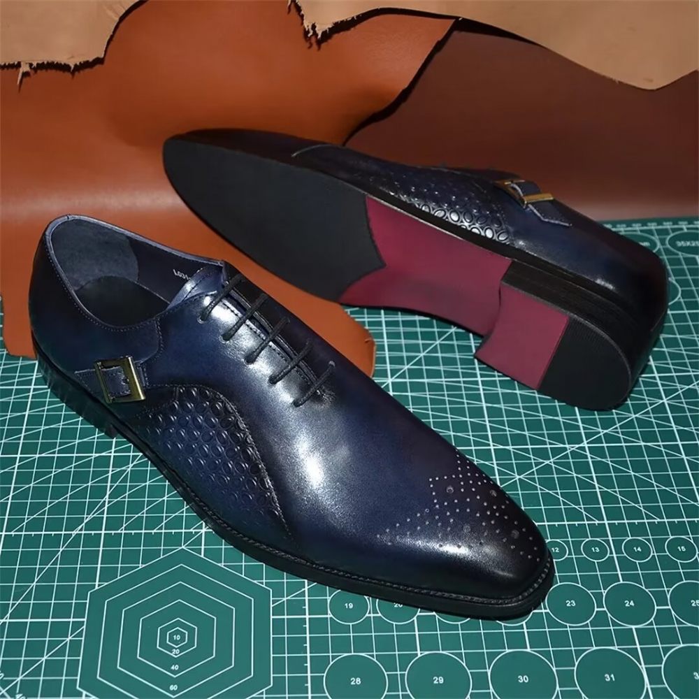 Chaussures Habillées Cuir Précision Pointues Pour Hommes - Bleu