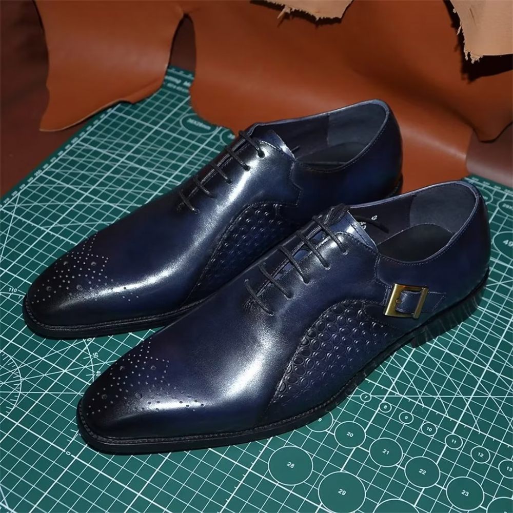 Chaussures Habillées Cuir Précision Pointues Pour Hommes - Bleu