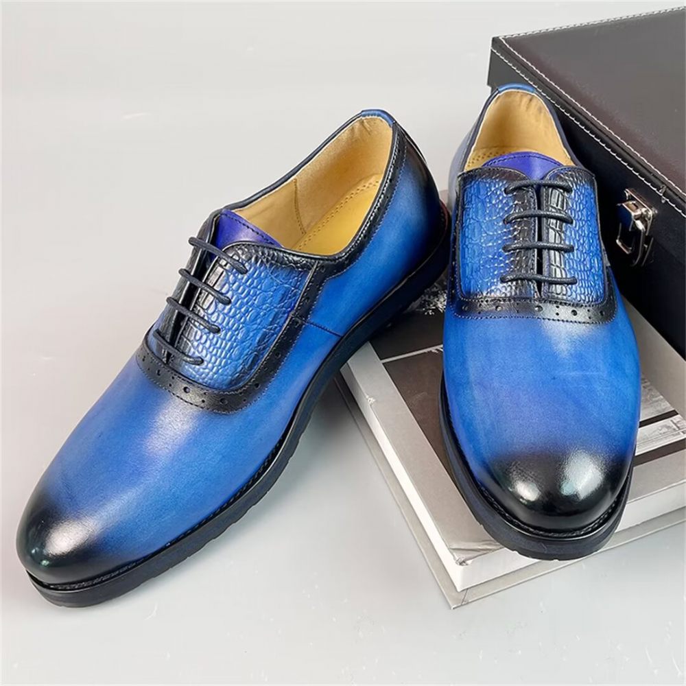 Chaussures Habillées Cuir Sophistiquées Pour Hommes - Bleu