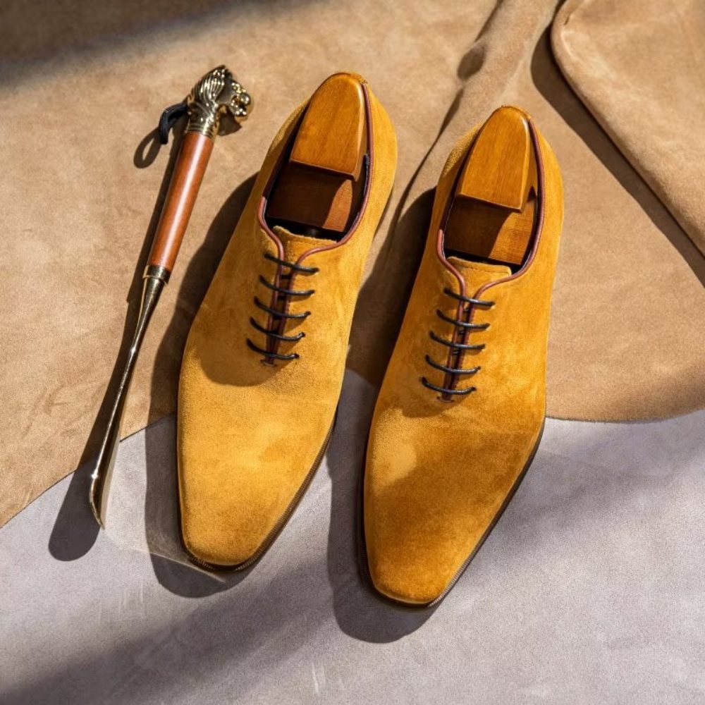 Chaussures Habillées Daim Pour Hommes Oxford Élégantes - Jaune