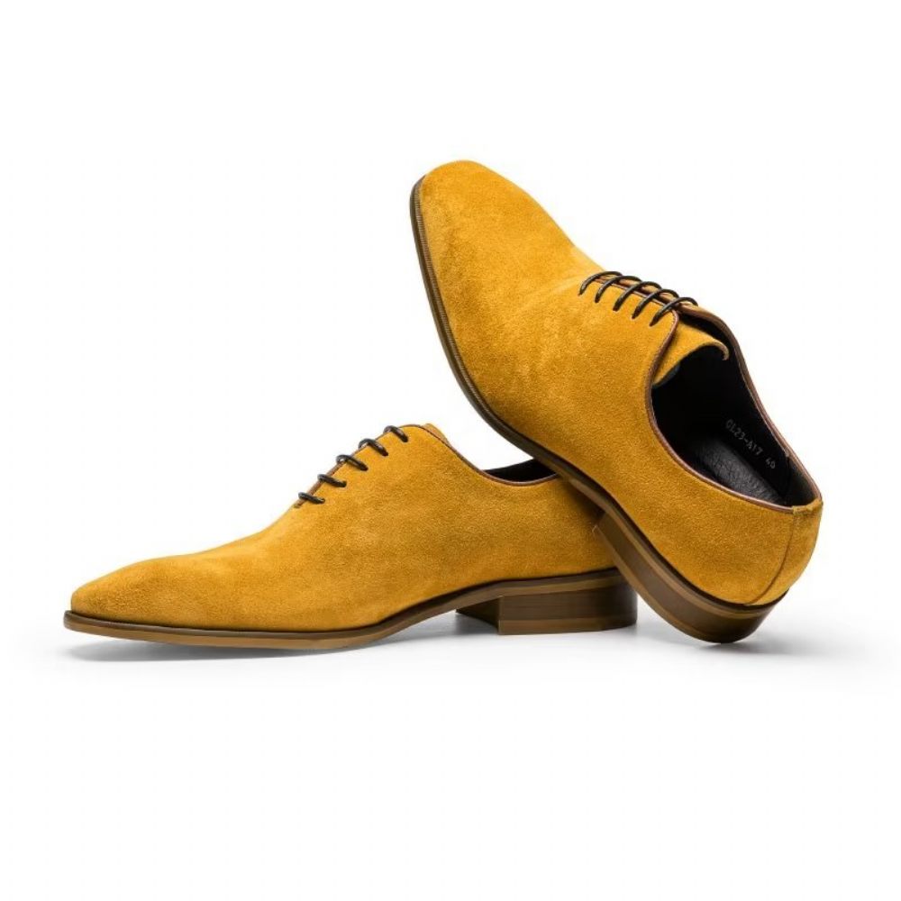 Chaussures Habillées Daim Pour Hommes Oxford Élégantes - Jaune