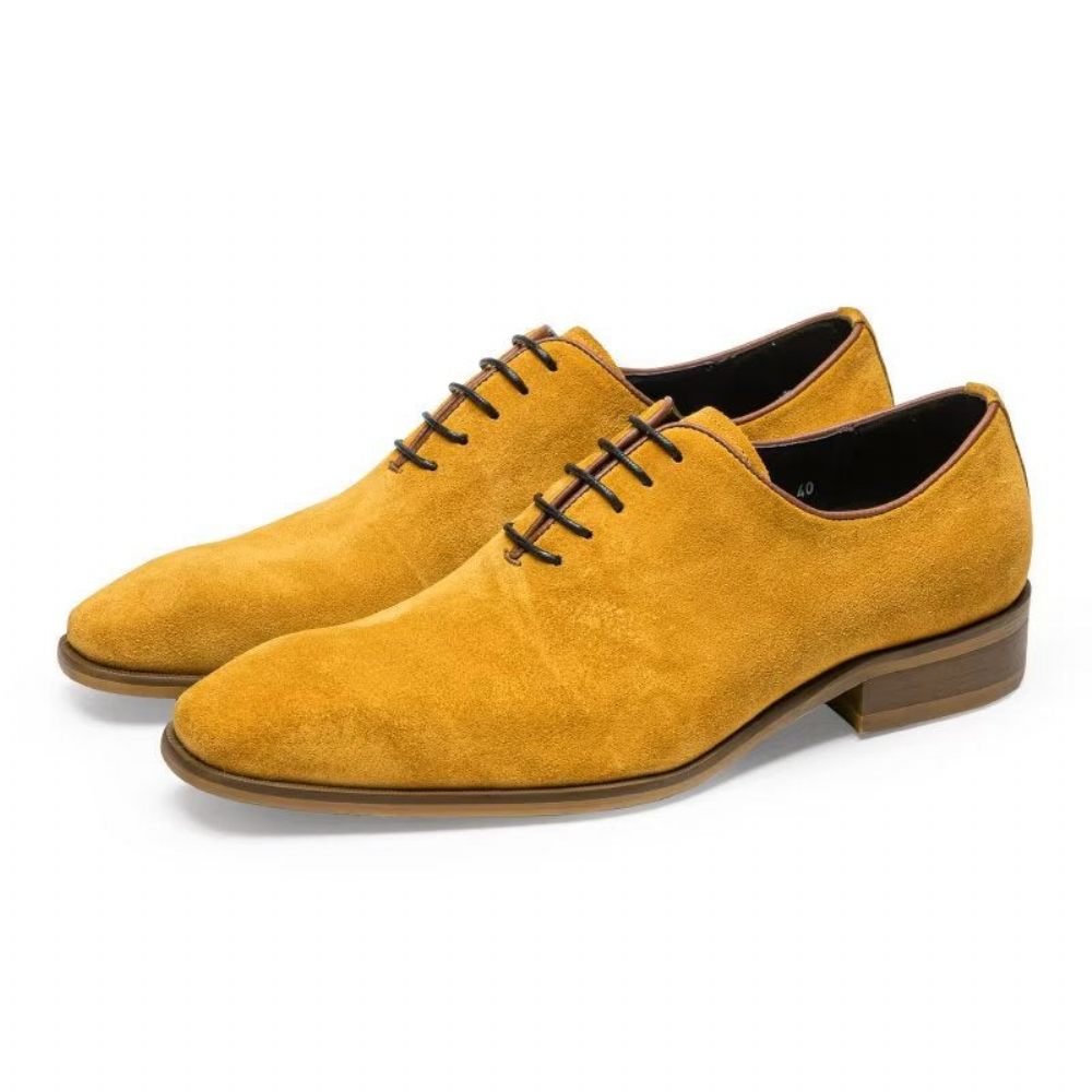 Chaussures Habillées Daim Pour Hommes Oxford Élégantes - Jaune