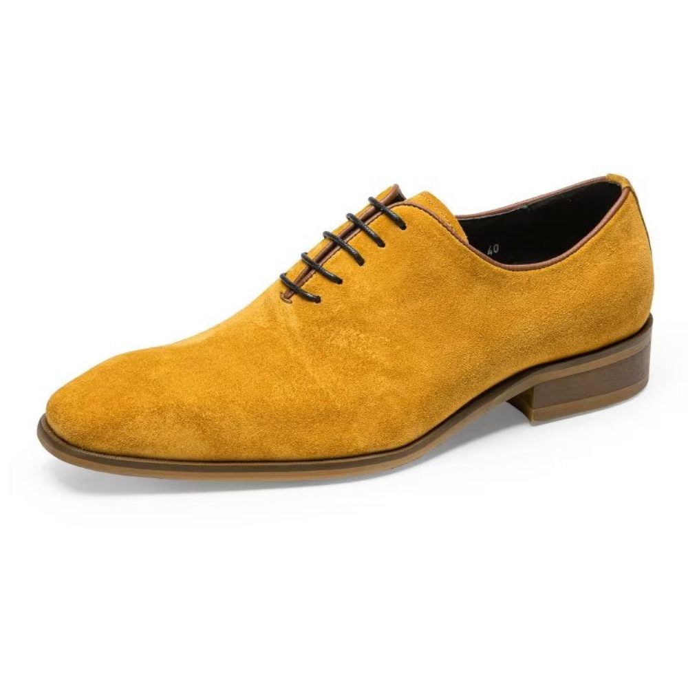 Chaussures Habillées Daim Pour Hommes Oxford Élégantes - Jaune