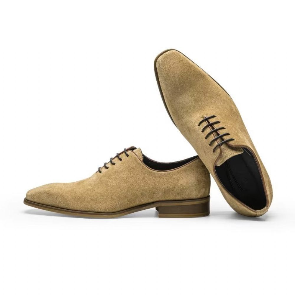 Chaussures Habillées Daim Pour Hommes Oxford Élégantes - Beige