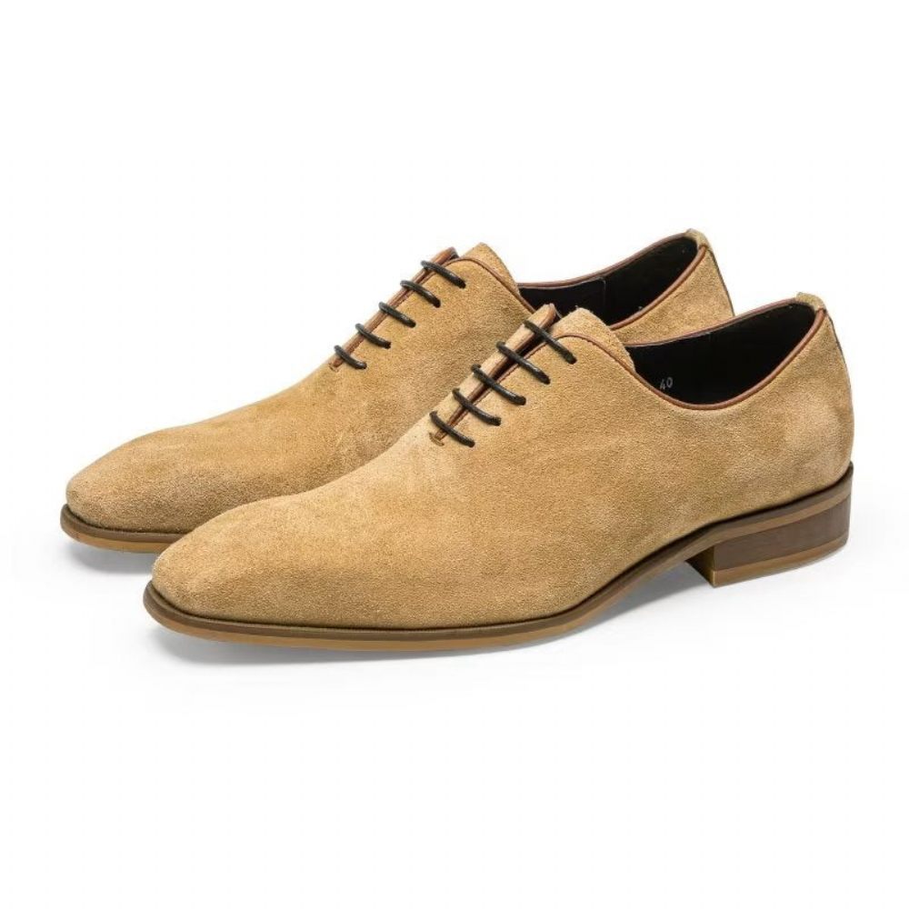 Chaussures Habillées Daim Pour Hommes Oxford Élégantes - Beige