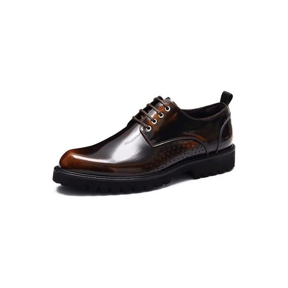 Chaussures Habillées Derby À Bout Rond Pour Hommes - Café