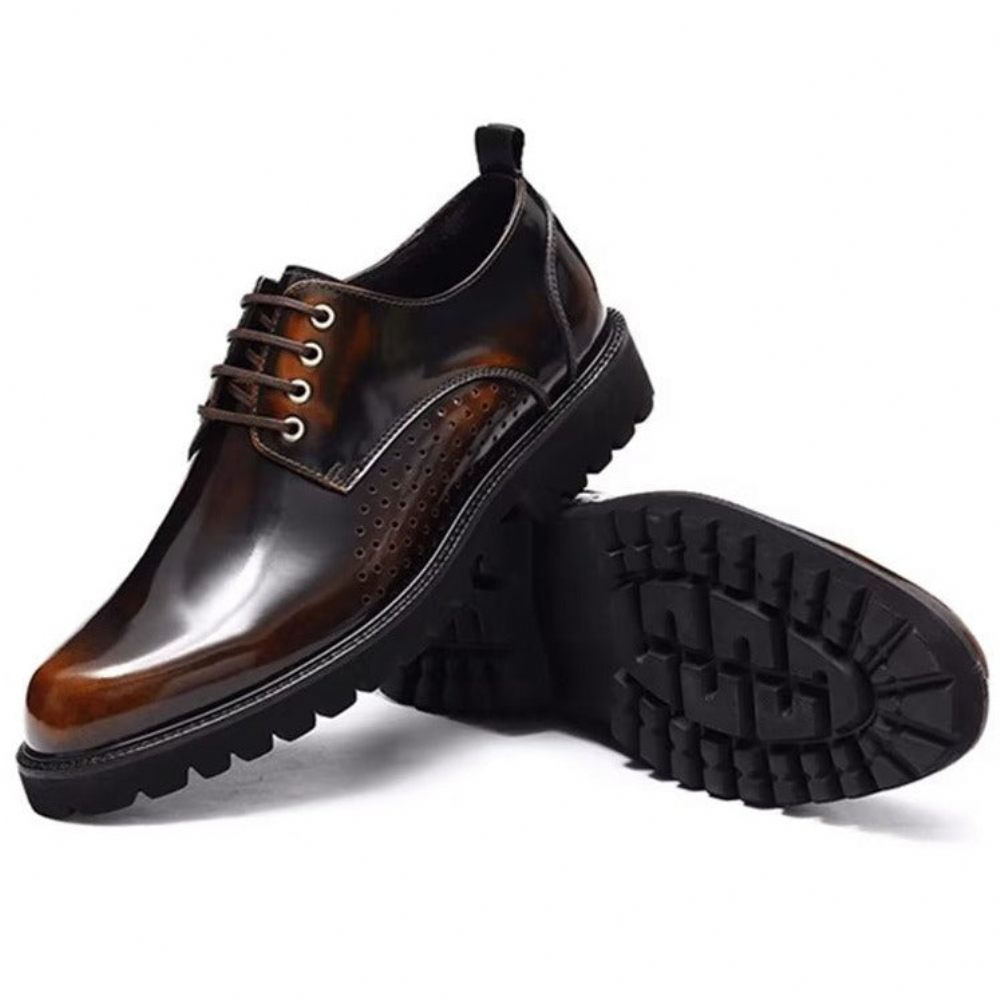 Chaussures Habillées Derby À Bout Rond Pour Hommes - Café