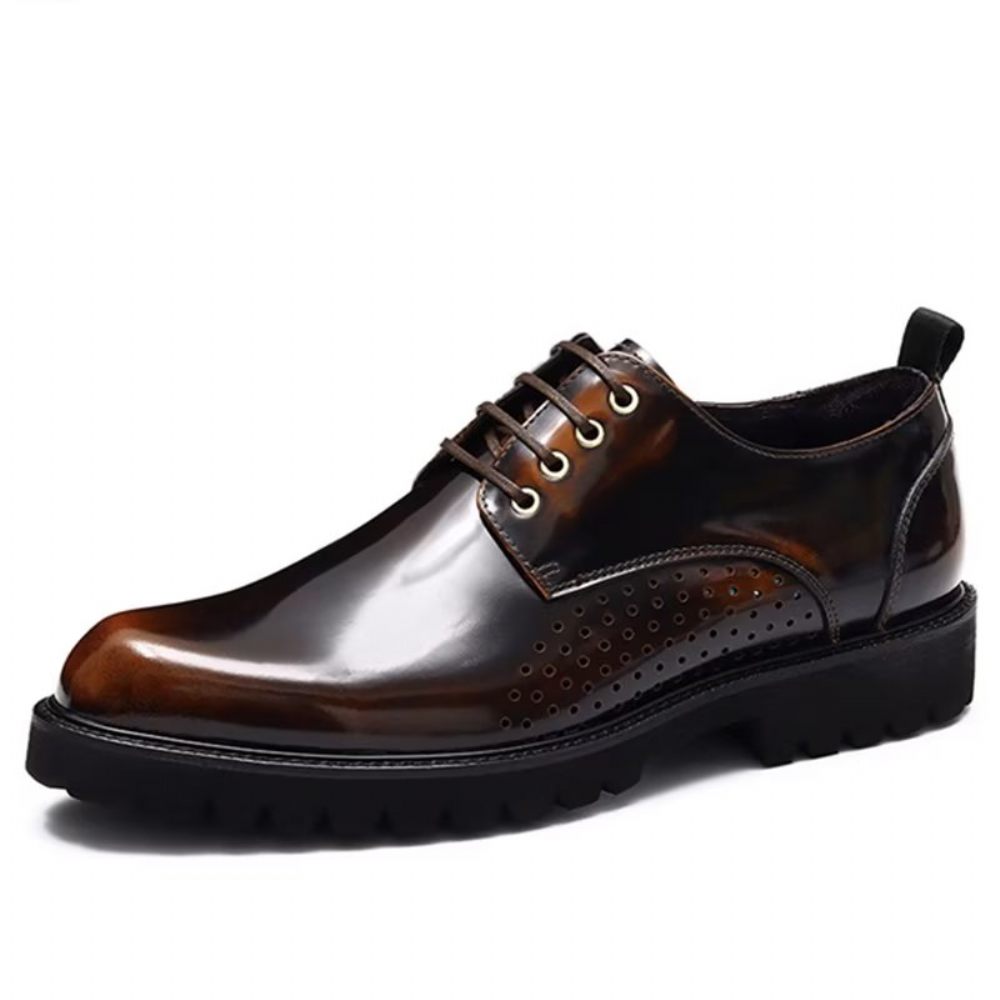 Chaussures Habillées Derby À Bout Rond Pour Hommes - Café