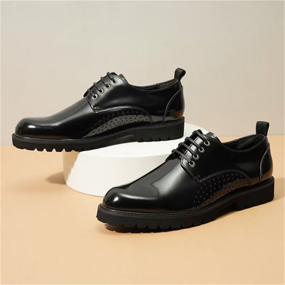 Chaussures Habillées Derby À Bout Rond Pour Hommes - Noir