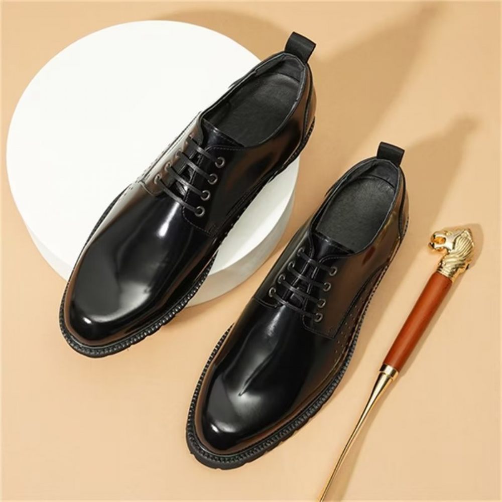 Chaussures Habillées Derby À Bout Rond Pour Hommes - Noir