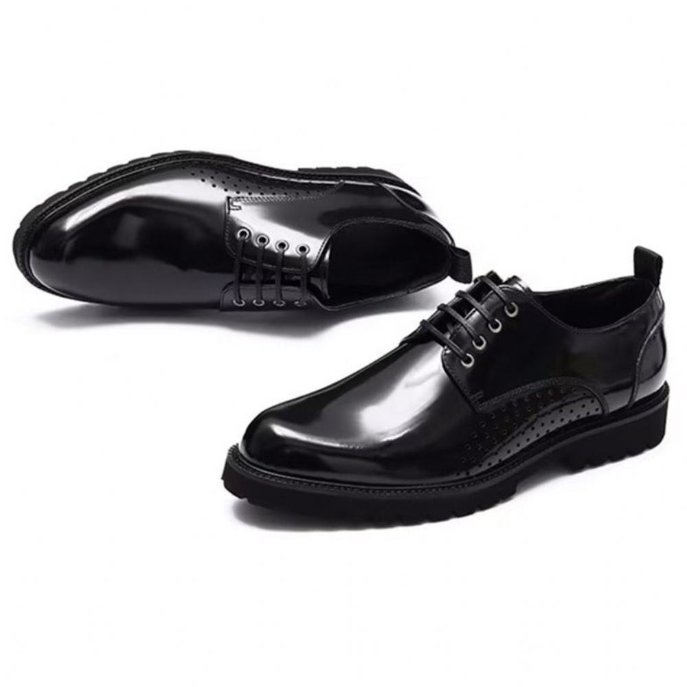 Chaussures Habillées Derby À Bout Rond Pour Hommes - Noir