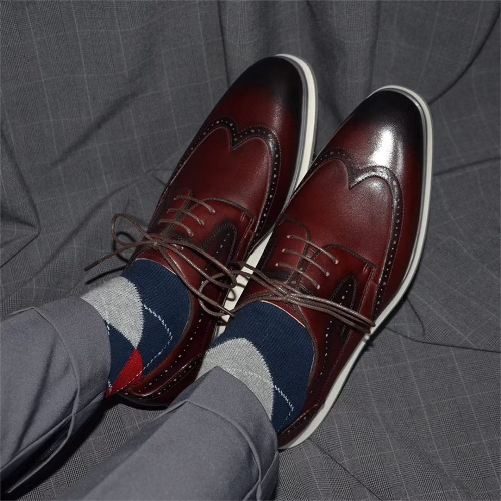 Chaussures Habillées Élégantes Dentelle Sophistiquées Pour Hommes - Marron