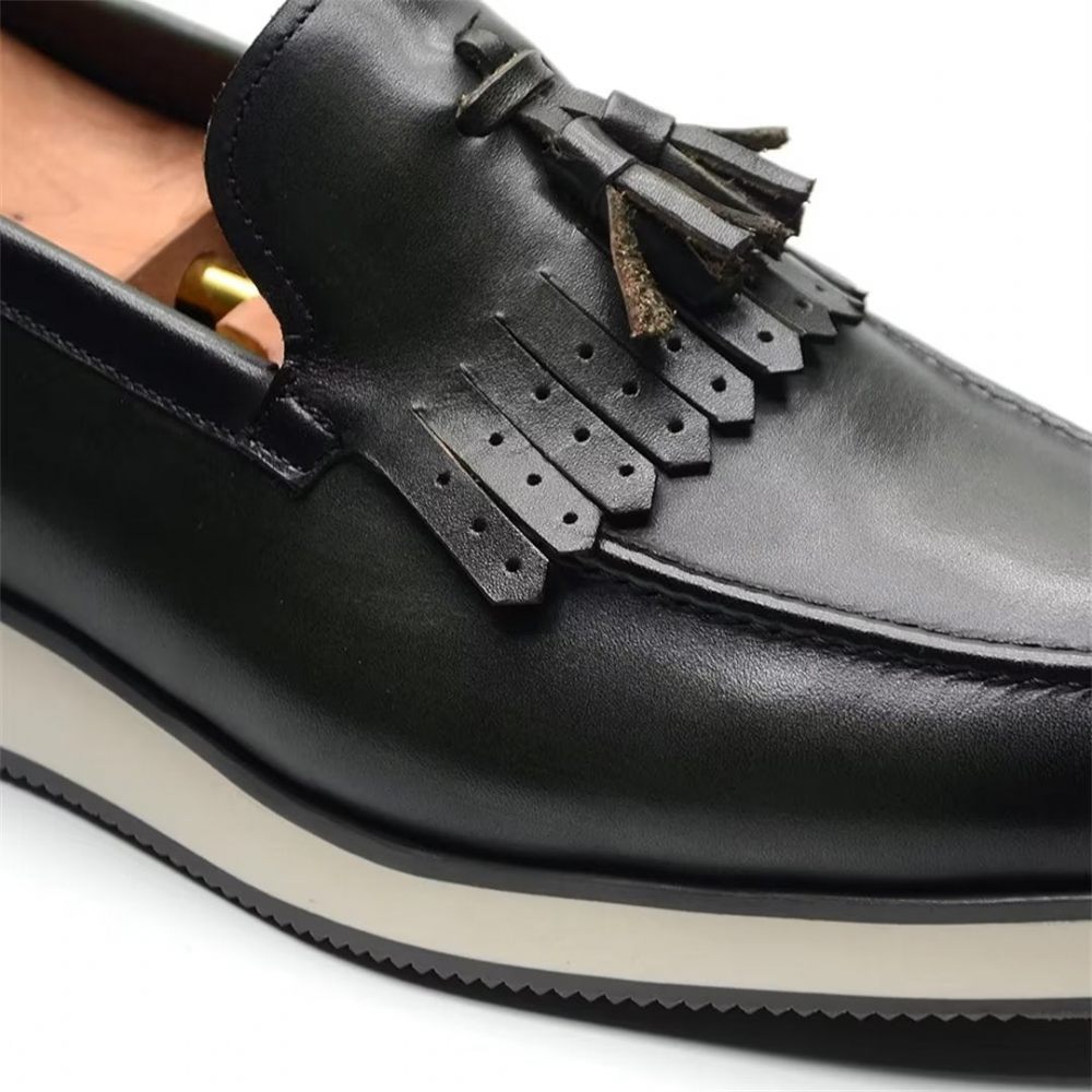 Chaussures Habillées Élégantes À Enfiler Cuir Vache Pour Hommes - Vert Foncé