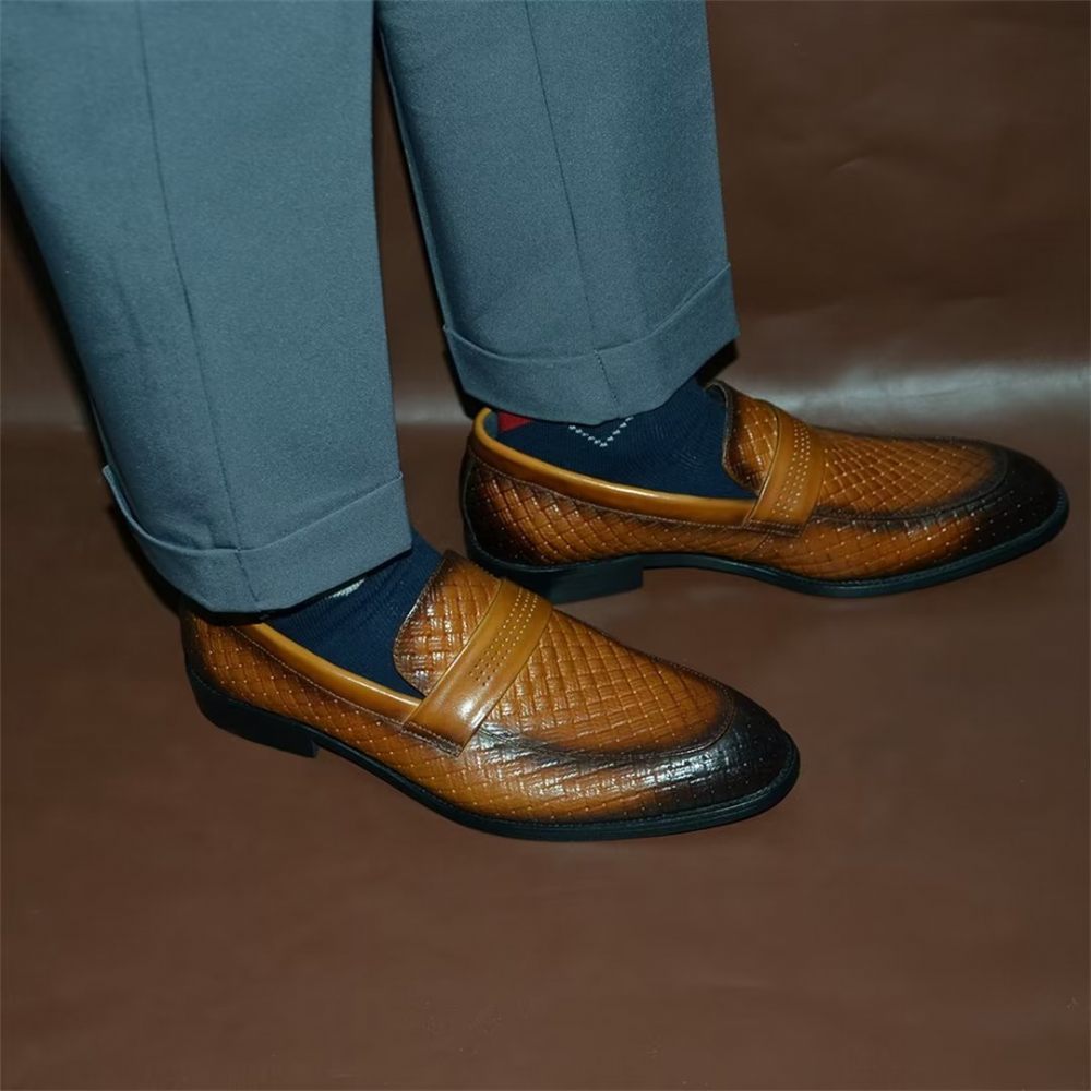 Chaussures Habillées Élégantes À Enfiler Pour Hommes - Marron