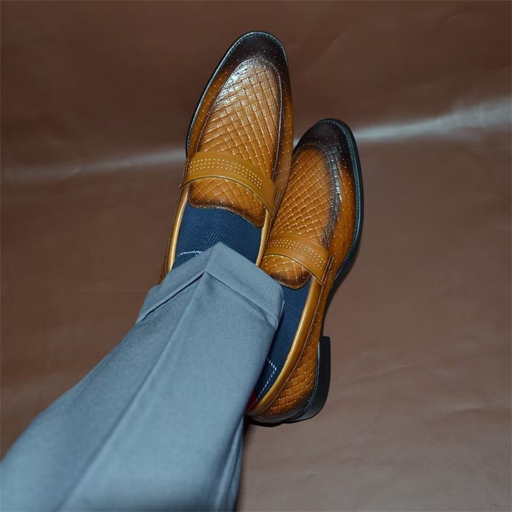 Chaussures Habillées Élégantes À Enfiler Pour Hommes - Marron