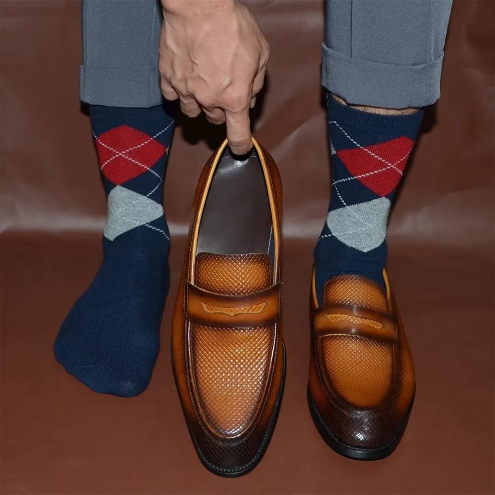 Chaussures Habillées Élégantes À Enfiler Pour Hommes - Marron