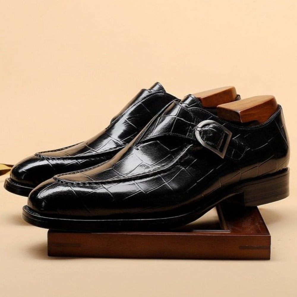 Chaussures Habillées À Enfiler Alligator Exotique Pour Hommes - Noir