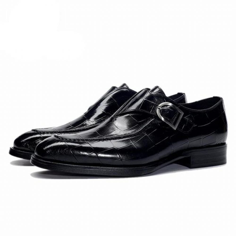 Chaussures Habillées À Enfiler Alligator Exotique Pour Hommes - Noir