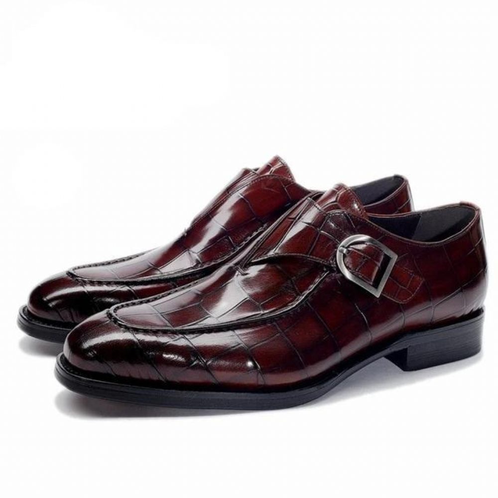 Chaussures Habillées À Enfiler Alligator Exotique Pour Hommes - Rouge