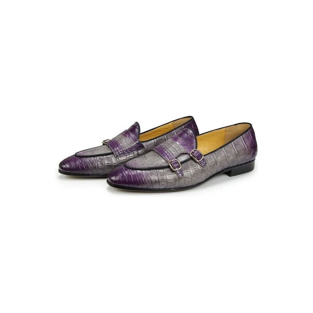 Chaussures Habillées À Enfiler Crocodile Exotique Pour Hommes - Violet