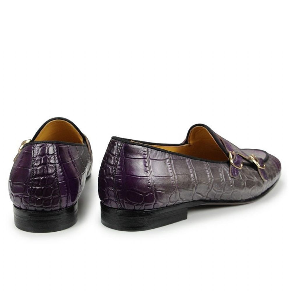 Chaussures Habillées À Enfiler Crocodile Exotique Pour Hommes - Violet