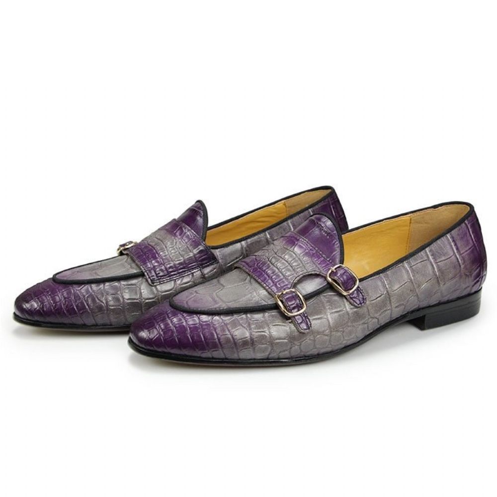 Chaussures Habillées À Enfiler Crocodile Exotique Pour Hommes - Violet