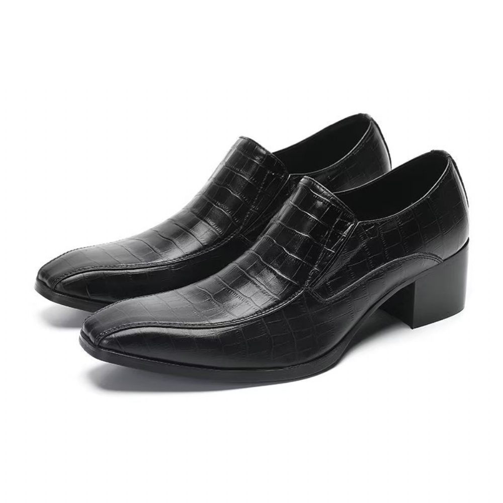 Chaussures Habillées À Enfiler Cuir Crocodile Pour Hommes - Noir 1