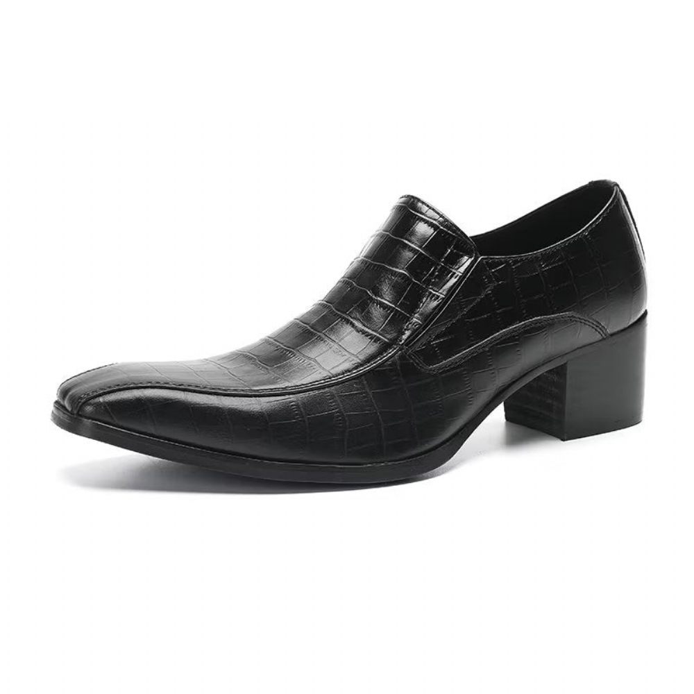 Chaussures Habillées À Enfiler Cuir Crocodile Pour Hommes - Noir 1