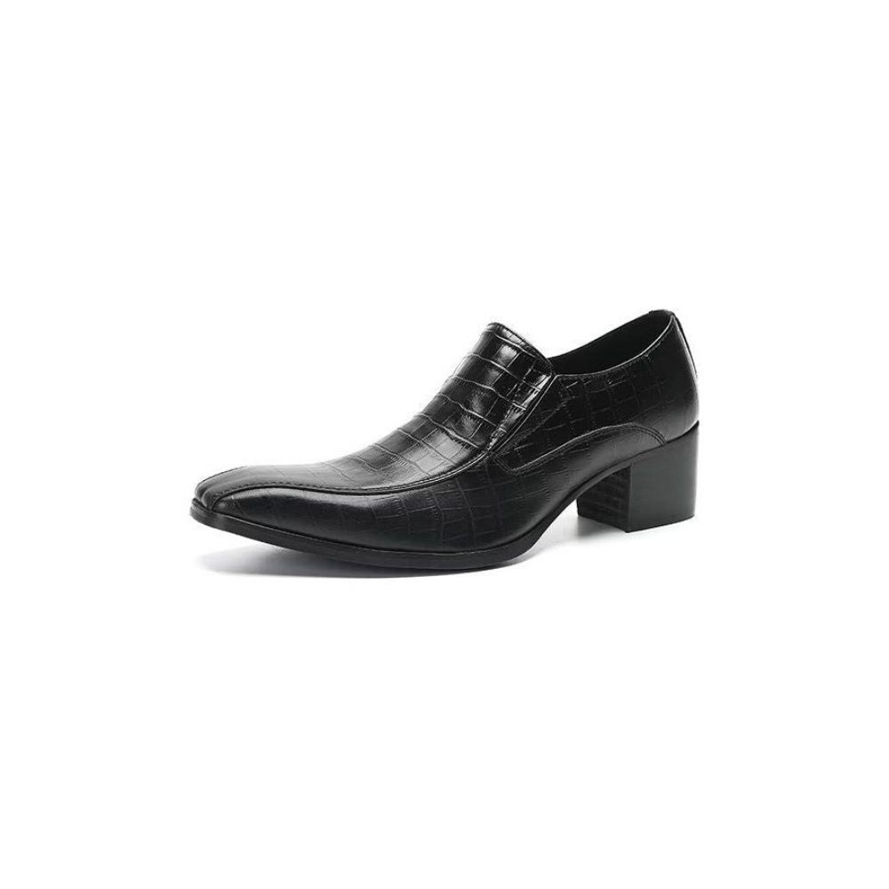 Chaussures Habillées À Enfiler Cuir Crocodile Pour Hommes - Noir 1