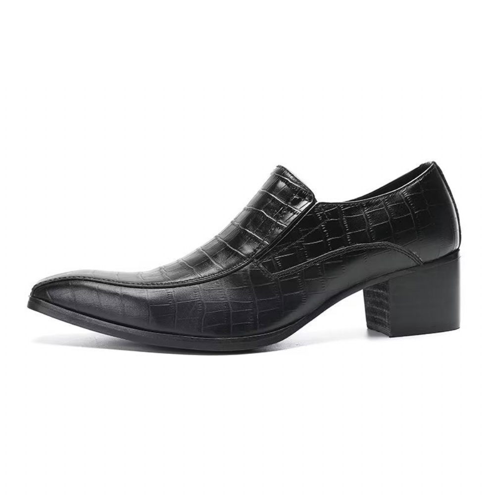 Chaussures Habillées À Enfiler Cuir Crocodile Pour Hommes - Noir 1