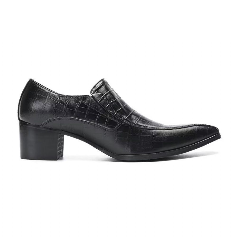 Chaussures Habillées À Enfiler Cuir Crocodile Pour Hommes - Noir 1