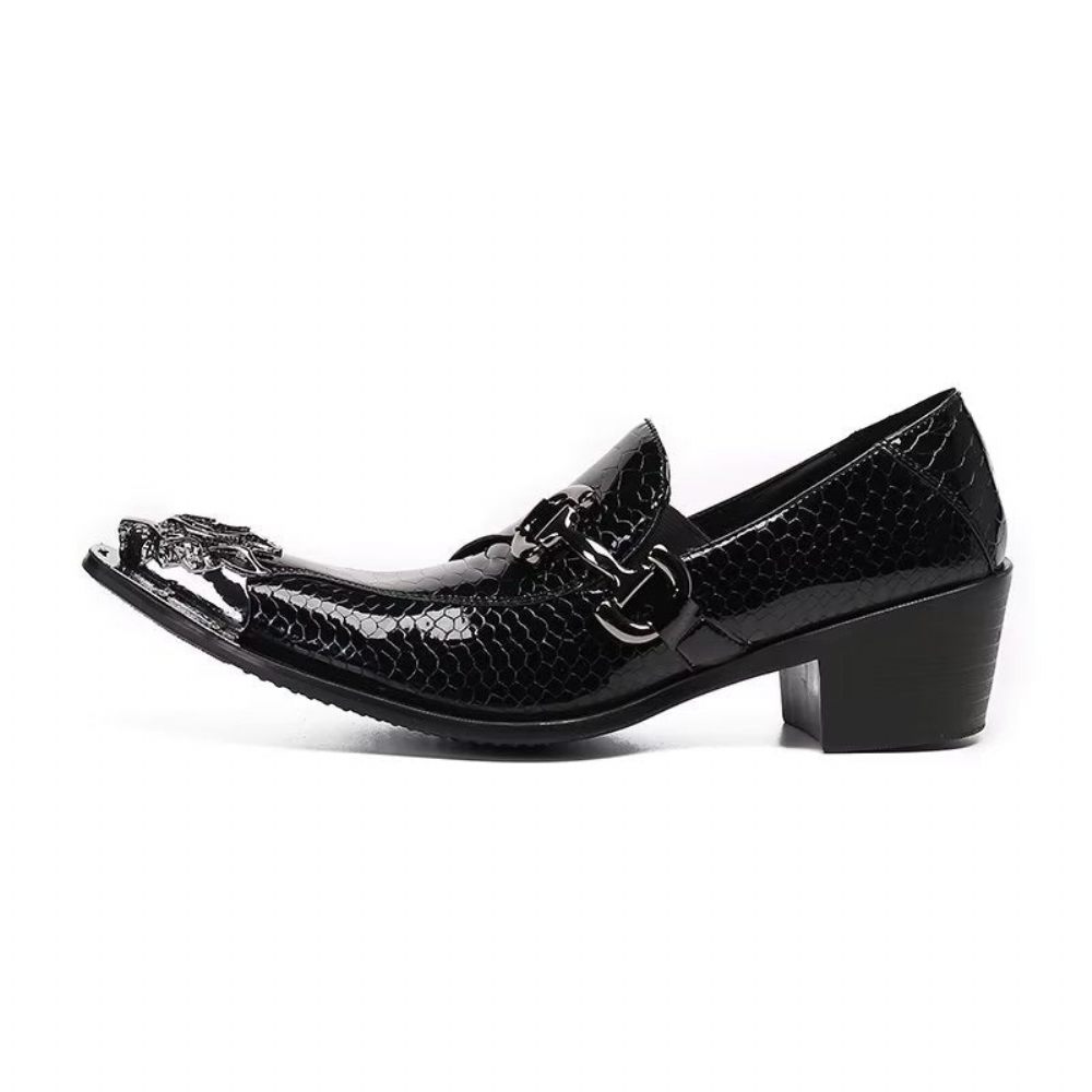 Chaussures Habillées À Enfiler Cuir Crocodile Pour Hommes - Noir