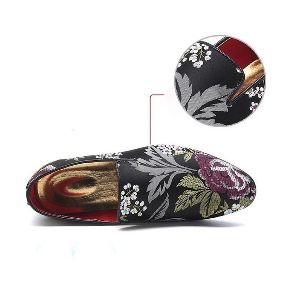 Chaussures Habillées À Enfiler Imprimé Floral Exotique Pour Hommes - Multicolore