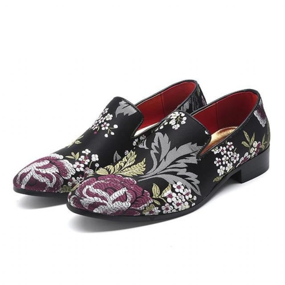 Chaussures Habillées À Enfiler Imprimé Floral Exotique Pour Hommes - Multicolore