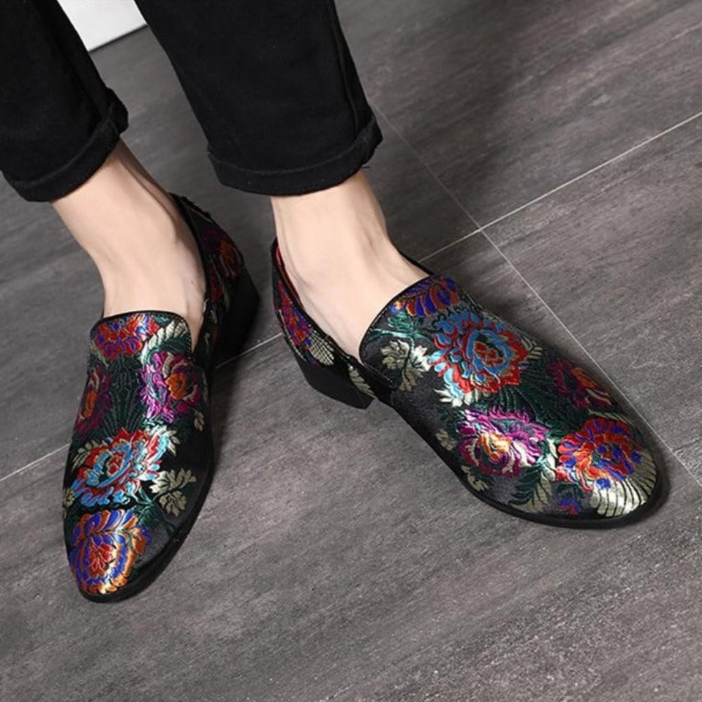 Chaussures Habillées À Enfiler Imprimé Floral Exotique Pour Hommes - Multicolore 2